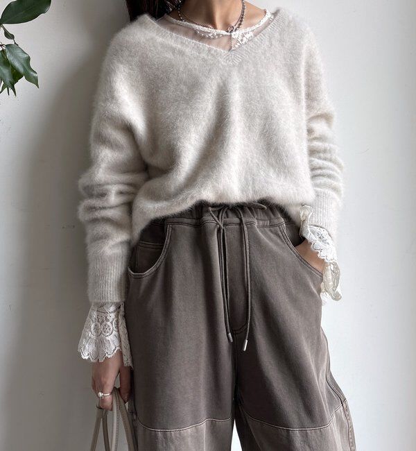 【ドゥドゥ/DOUDOU】 ファーカシミヤプルオーバー