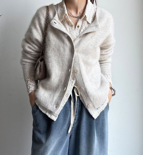 【ドゥドゥ/DOUDOU】 ファーカシミヤカーディガン