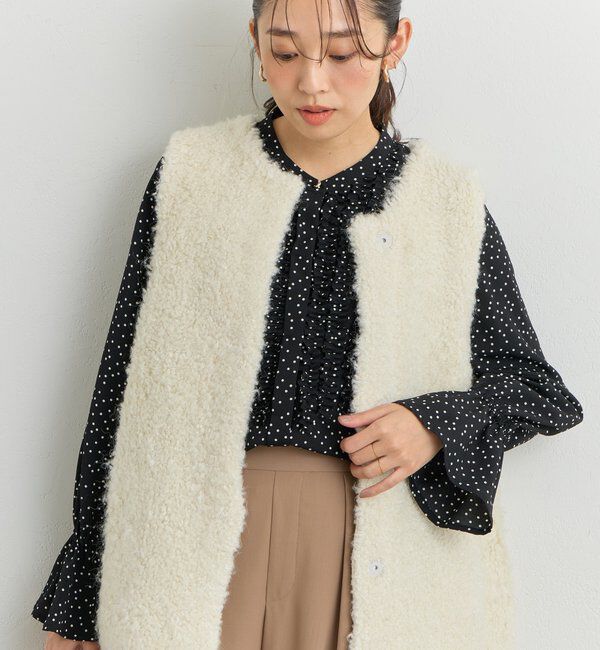 【アンディコール/un dix cors】 《大人エレガントなムードに》フロントフリルジョーゼットブラウス