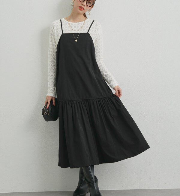 【アンディコール/un dix cors】 《幅広い着こなしに》前後2WAYドロストキャミワンピース