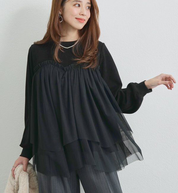 メンズファッションなら|【アンディコール/un dix cors】 《大人ガーリーな雰囲気に》チュール切替カットプルオーバー