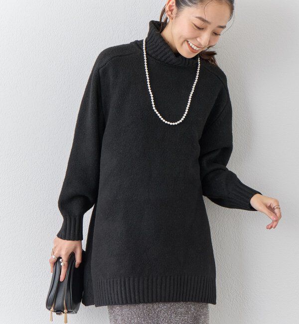 【アンディコール/un dix cors】 《着回し力抜群》ラムライクタートルニットチュニック