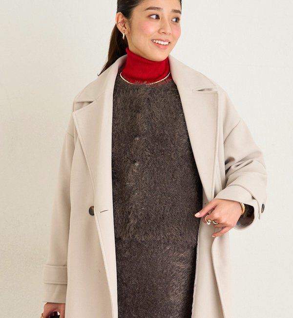 【アンディコール/un dix cors】 《セットアップ可・大人フェミニンに》ソフトシャギークリアボタンカーディガン