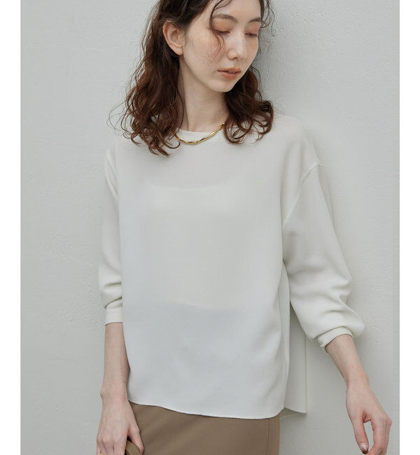 23区 ドライスラブストレッチ スキッパーブラウス 接触冷感/UVカット】ドライスラブストレッチ スキッパー