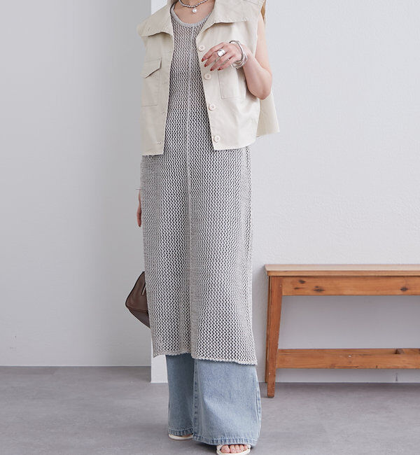 【ミスティック/mystic】 メッシュニットタンクワンピース