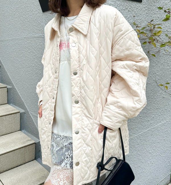 【ミスティック/mystic】 【WEB限定カラー/カーキ】襟付きキルティングジャケット