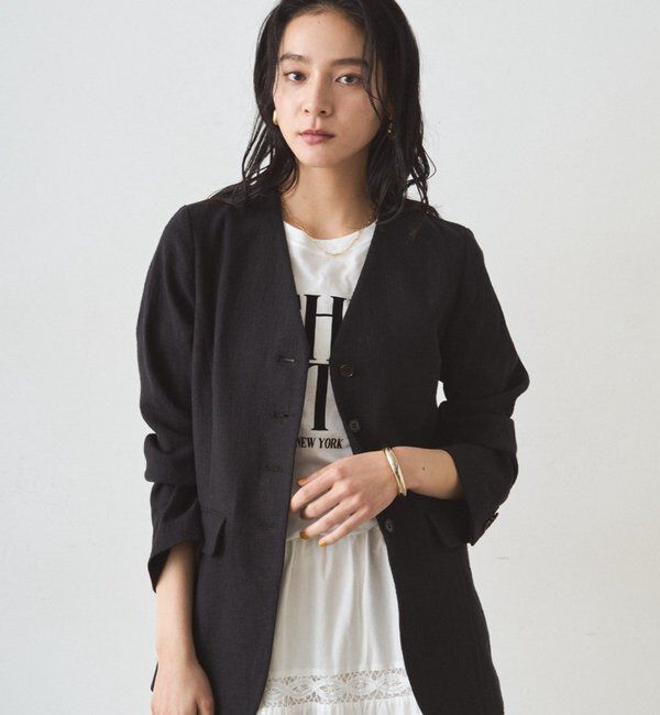 メンズファッションの一押し|【ラウンジドレス/Loungedress】 リネンノーカラージャケット