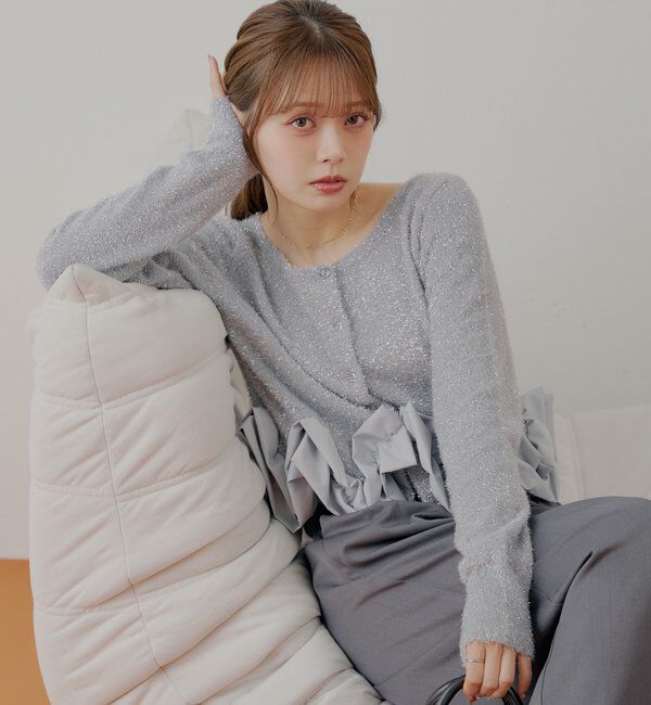 ファッションメンズなら|【チコ/Chico】 ねじりフリルデザインラメシャギーカーディガン