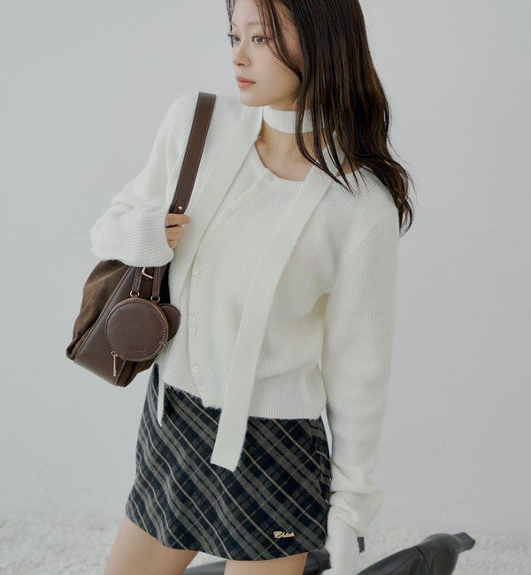 人気ファッションメンズ|【チコ/Chico】 チョーカー付きラウンドボタンコンパクトカーディガン