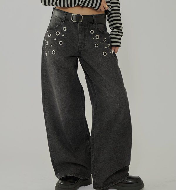 モテ系ファッションメンズ|【フーズフーギャラリー/WHO'S WHO gallery】 EYELET LOW RISE DENIM /アイレットローライズデニム