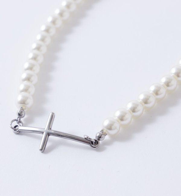 【フーズフーギャラリー/WHO'S WHO gallery】 CROSS PEARL CHOKER NECKLACE