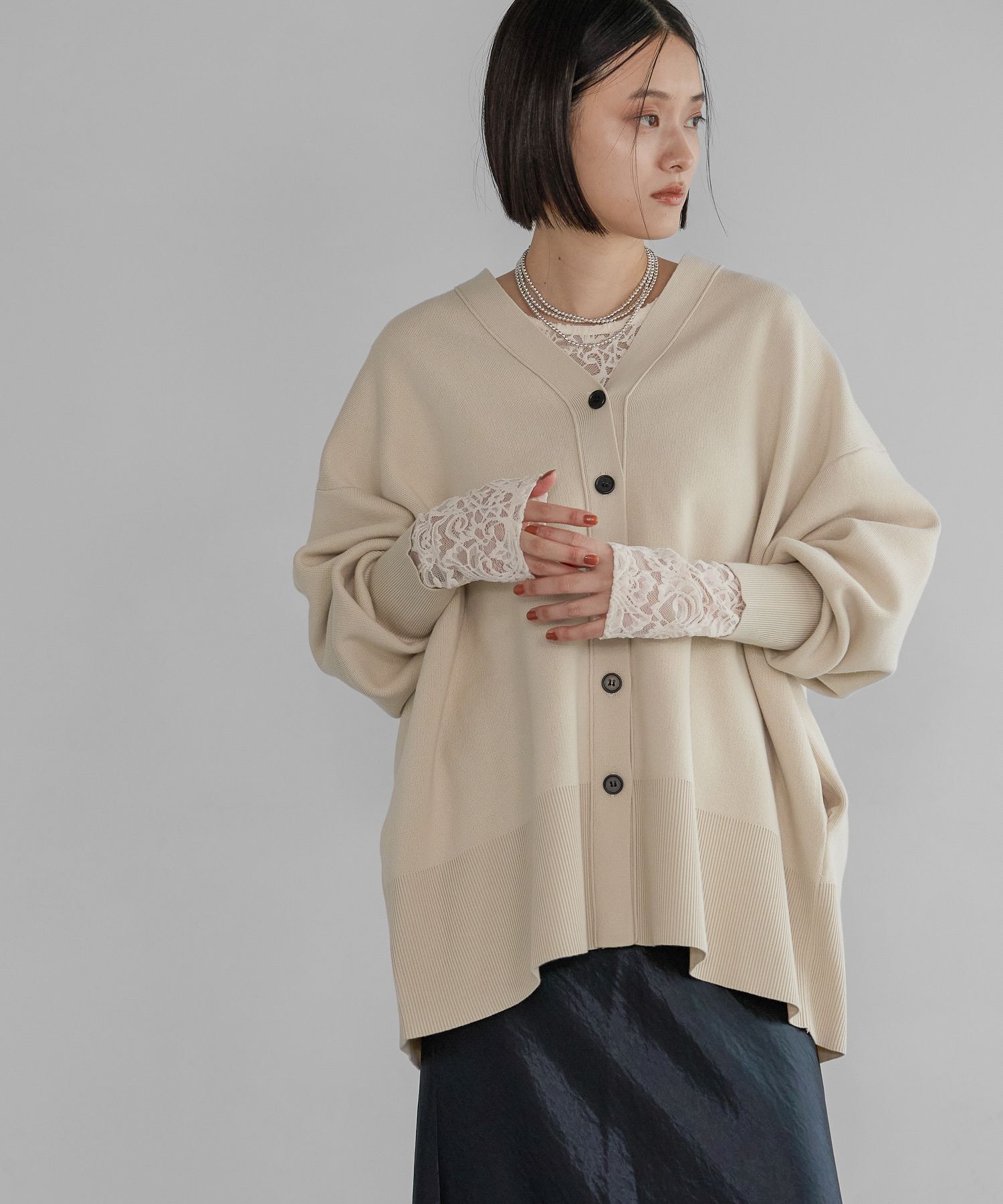 【アパートバイ/A part by】 スポンジニットBIGカーディガン