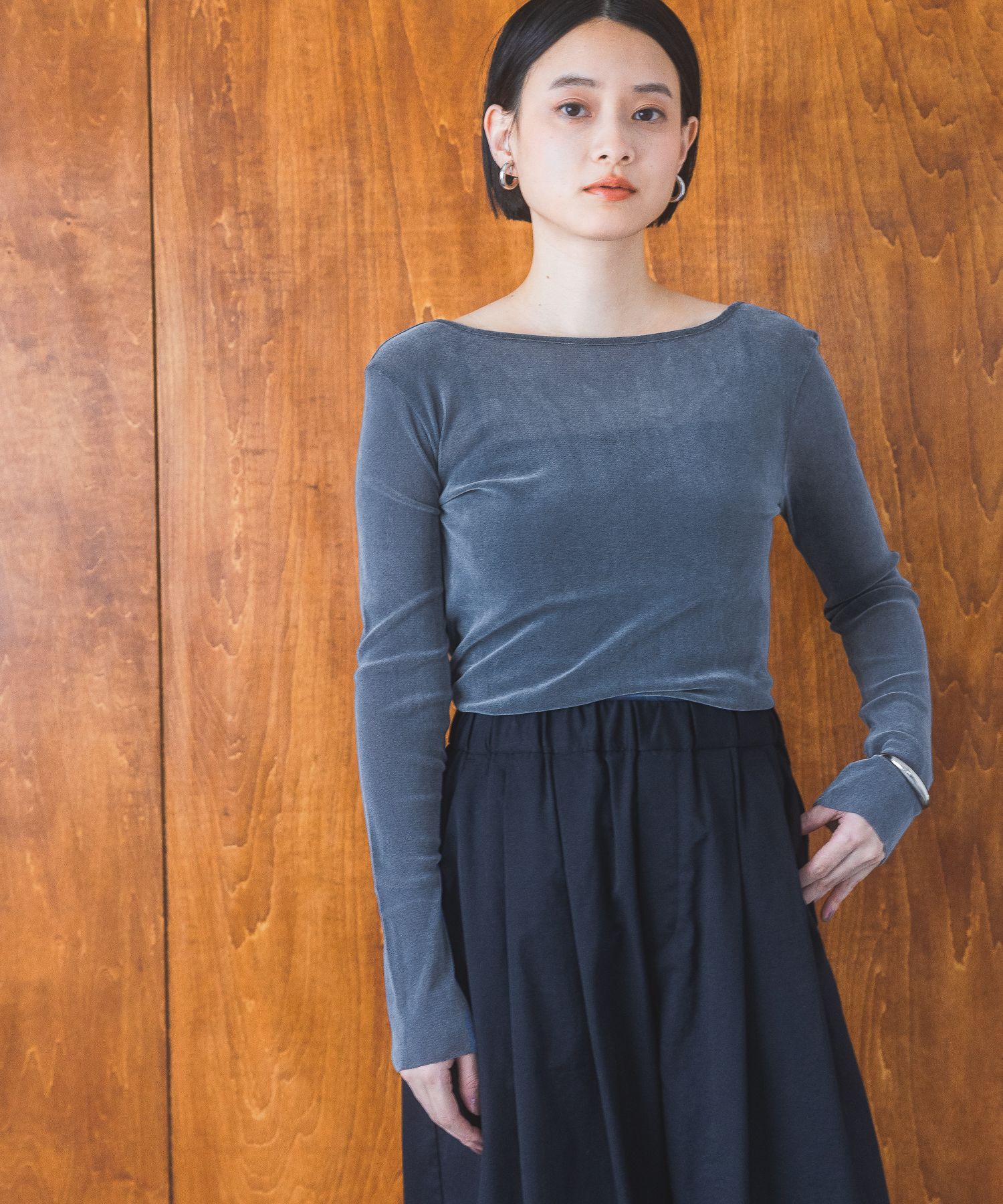 モテ系メンズファッション|【アパートバイ/A part by】 【前後2WAY】シアーベロアカットソー_長袖