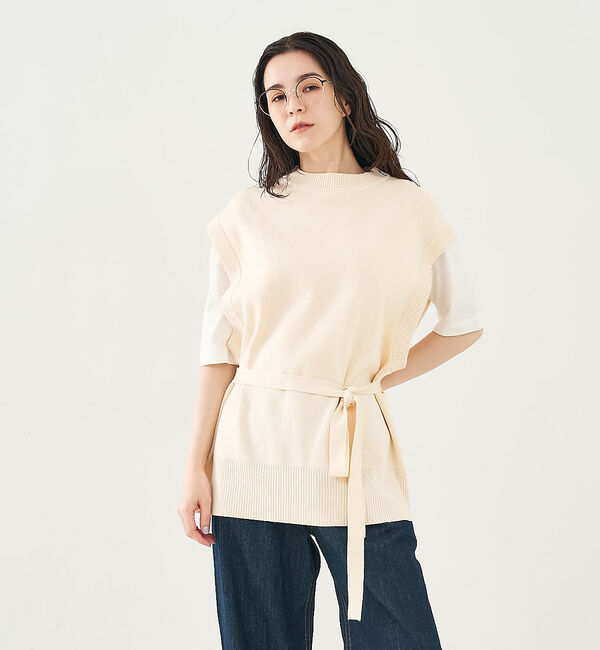 メンズファッションオススメ|【コレックス/collex】 ベルト付バックスリットニットベスト