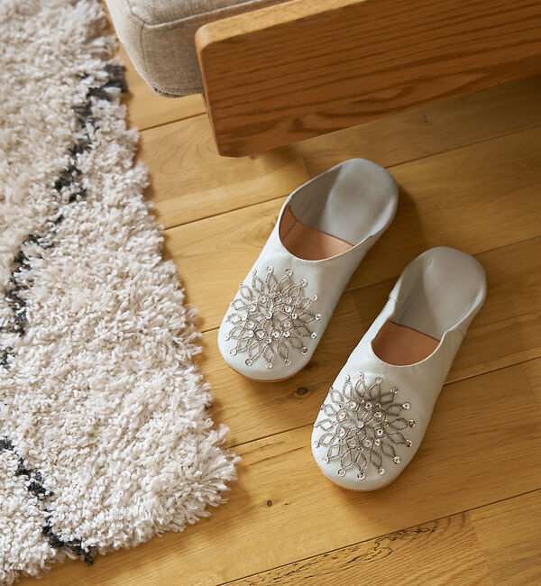 【コレックス/collex】 ビーズバブーシュ 羊革 モロッコ製 スリッパ ルームシューズ 室内履き