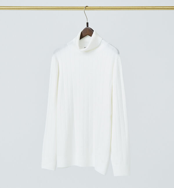 【アバハウス/ABAHOUSE】 【カシミアタッチ】12ゲージ ワイドリブ タートルネック ニット