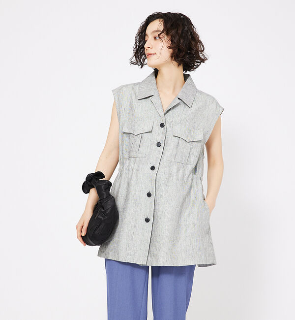 ファッションメンズなら|【カリテ/qualite】 ラメスラブリネンサファリジレ