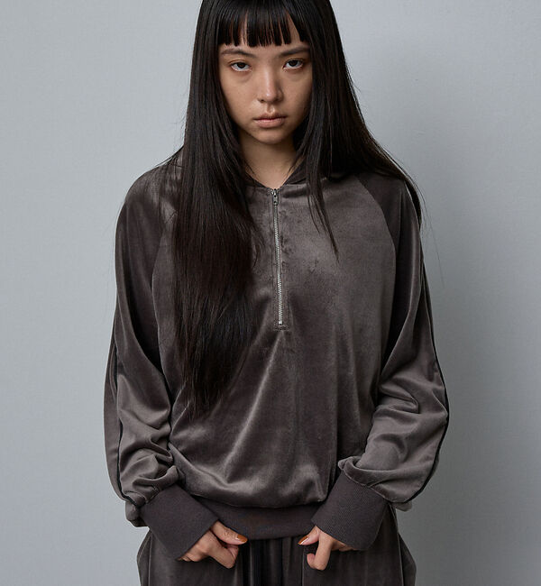 人気メンズファッション|【ノミネ/NOMINE】 【セットアップ】ベロアハーフジップ フーディー パーカー