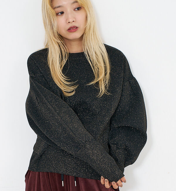 【ノミネ/NOMINE】 プレーティングニット プルオーバー（ラメ混・無地）