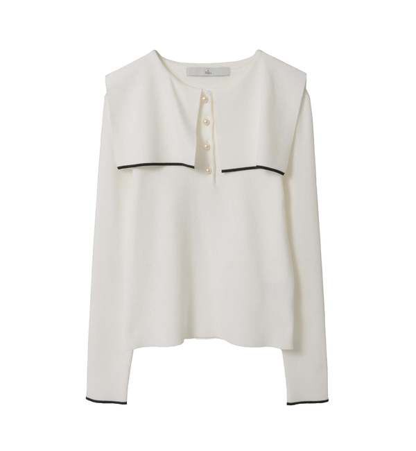 【ティアラ/TIARA】 スクエアカラーリブニット