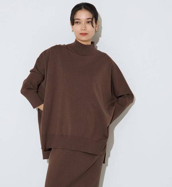 【リエス/Liesse】 袖リブワイドハイネックニット