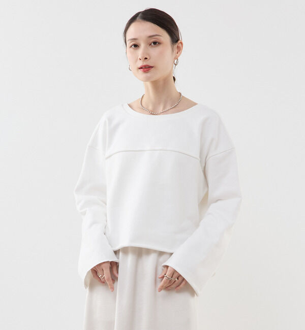 モテ系メンズファッション|【ソフィット/SOFFITTO】 カットオフボートネックチュニック丈スウェット