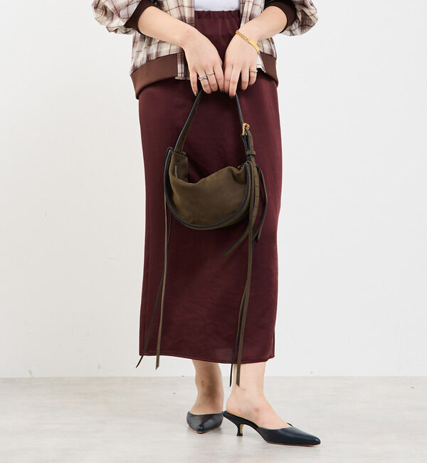 【ソフィット/SOFFITTO】 【定番】ウエストオールゴムストレッチサテンタイトスカート