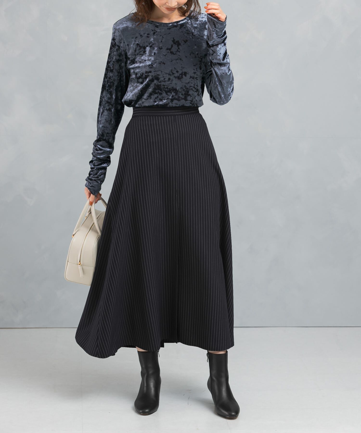 【アーバンリサーチ/URBAN RESEARCH】 ストライプロングフレアスカート