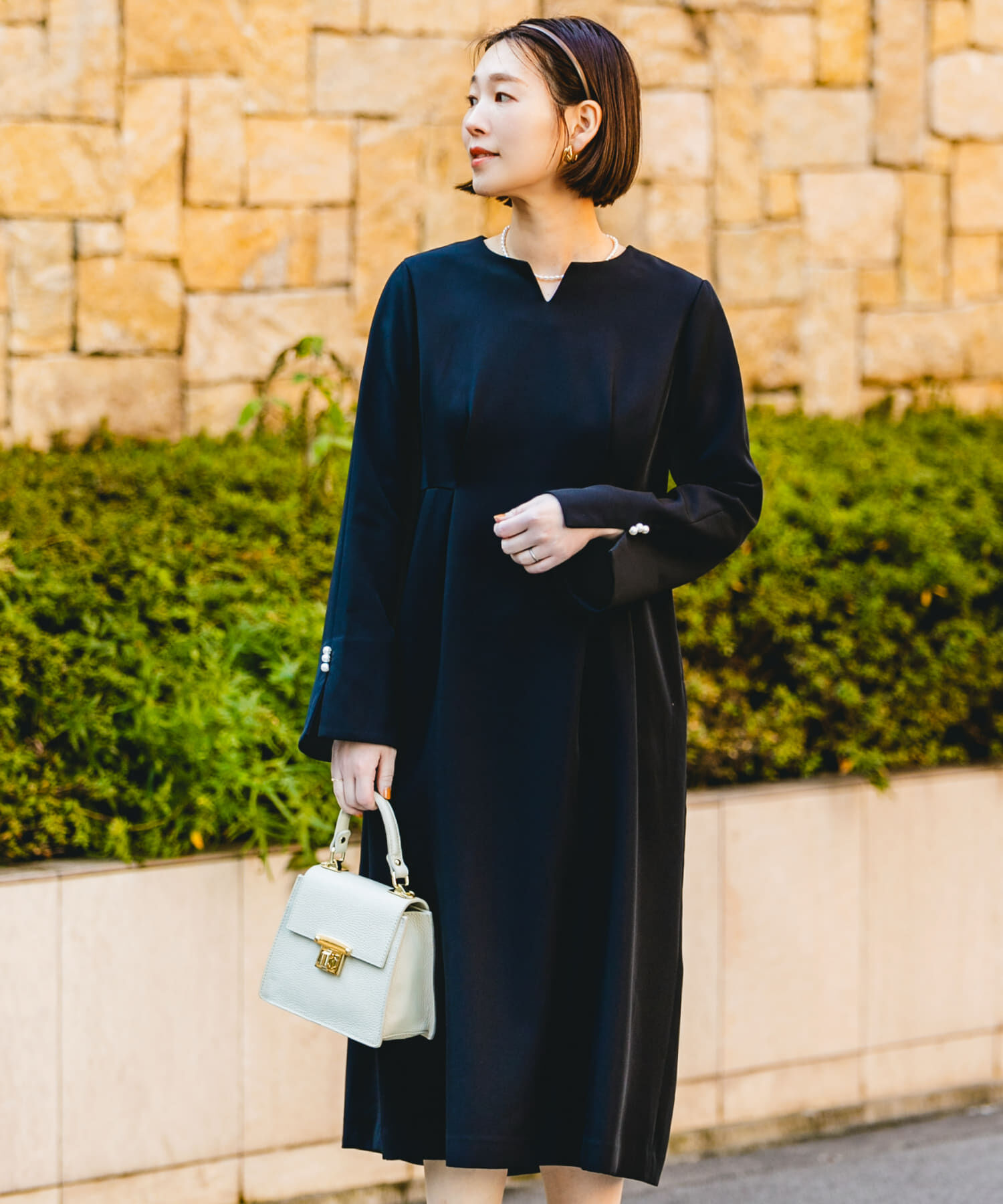 【アーバンリサーチ/URBAN RESEARCH】 F by ROSSO 袖パールサイドタックワンピース