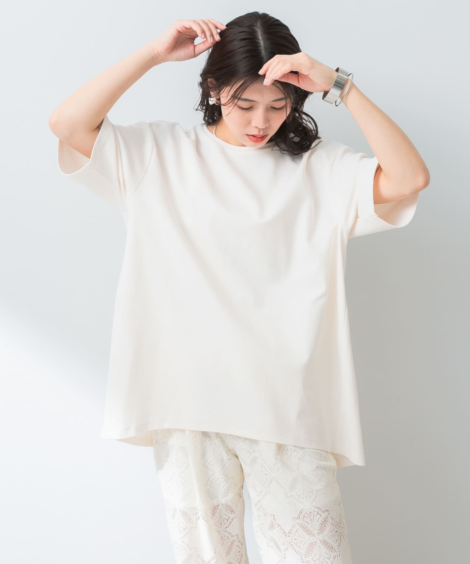 【アーバンリサーチ/URBAN RESEARCH】 『UR TECH ひやサラクール』F by ROSSO コクーンフレアチュニックTシャツ