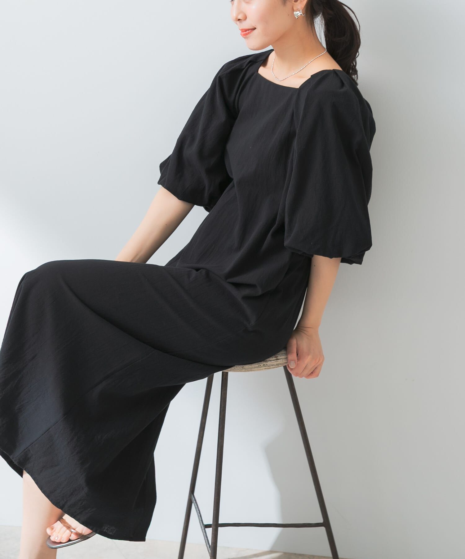 【アーバンリサーチ/URBAN RESEARCH】 F by ROSSO コットンスラブパフスリーブワンピース