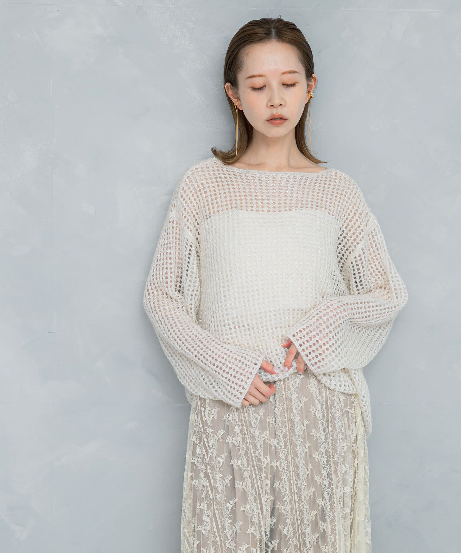 【アーバンリサーチ/URBAN RESEARCH】 スパンコールシアーニット