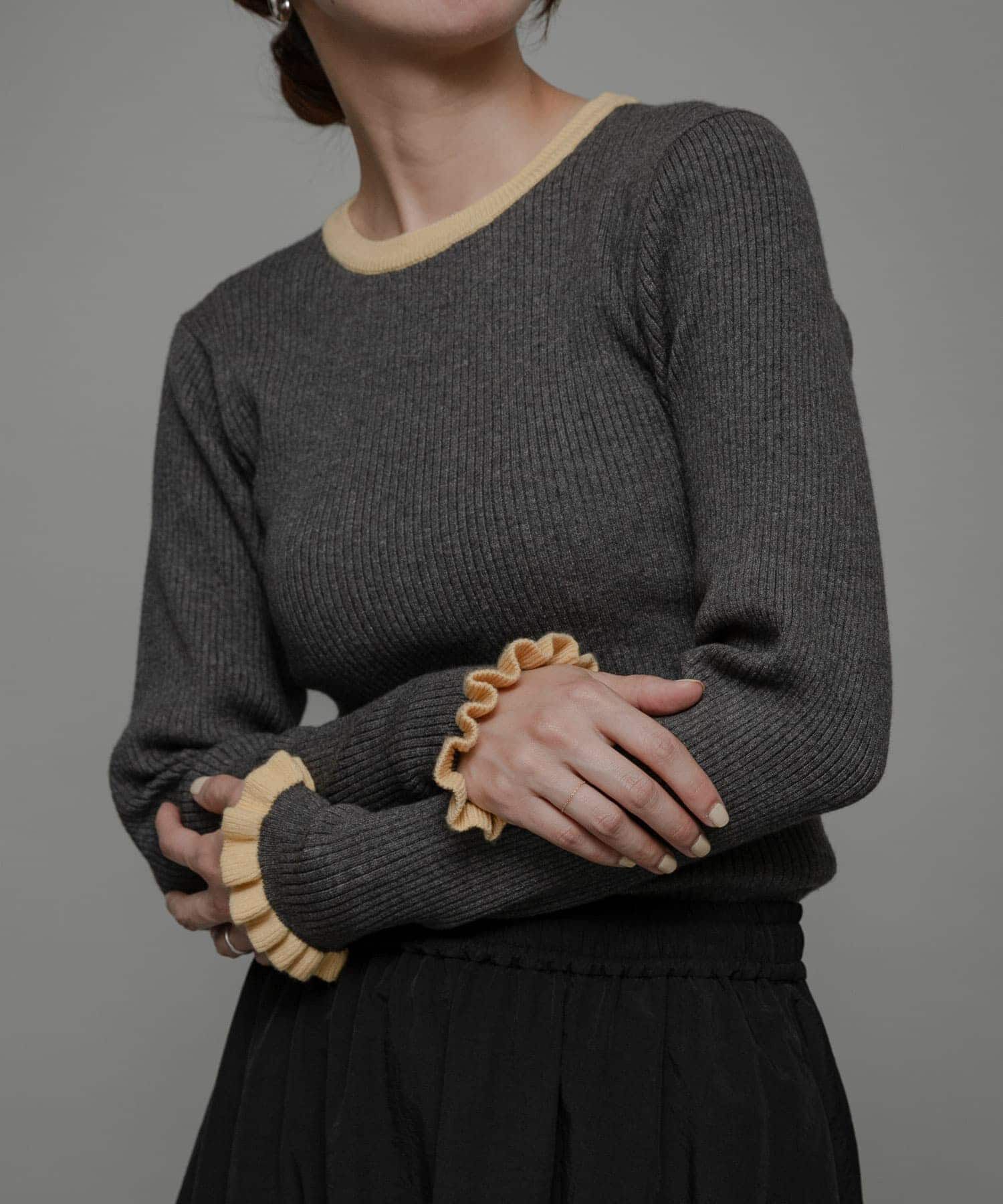 【アーバンリサーチ/URBAN RESEARCH】 袖口フリルクルーネックプルオーバー