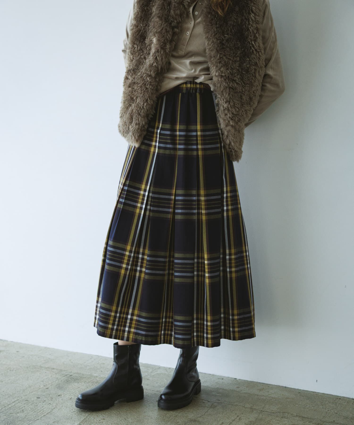 【アーバンリサーチ/URBAN RESEARCH】 タックチェックイージースカート