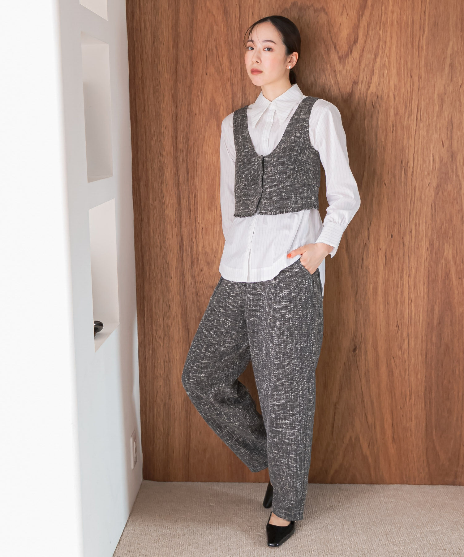 【アーバンリサーチ/URBAN RESEARCH】 F by ROSSO ツイードビスチェ+ワイドパンツ