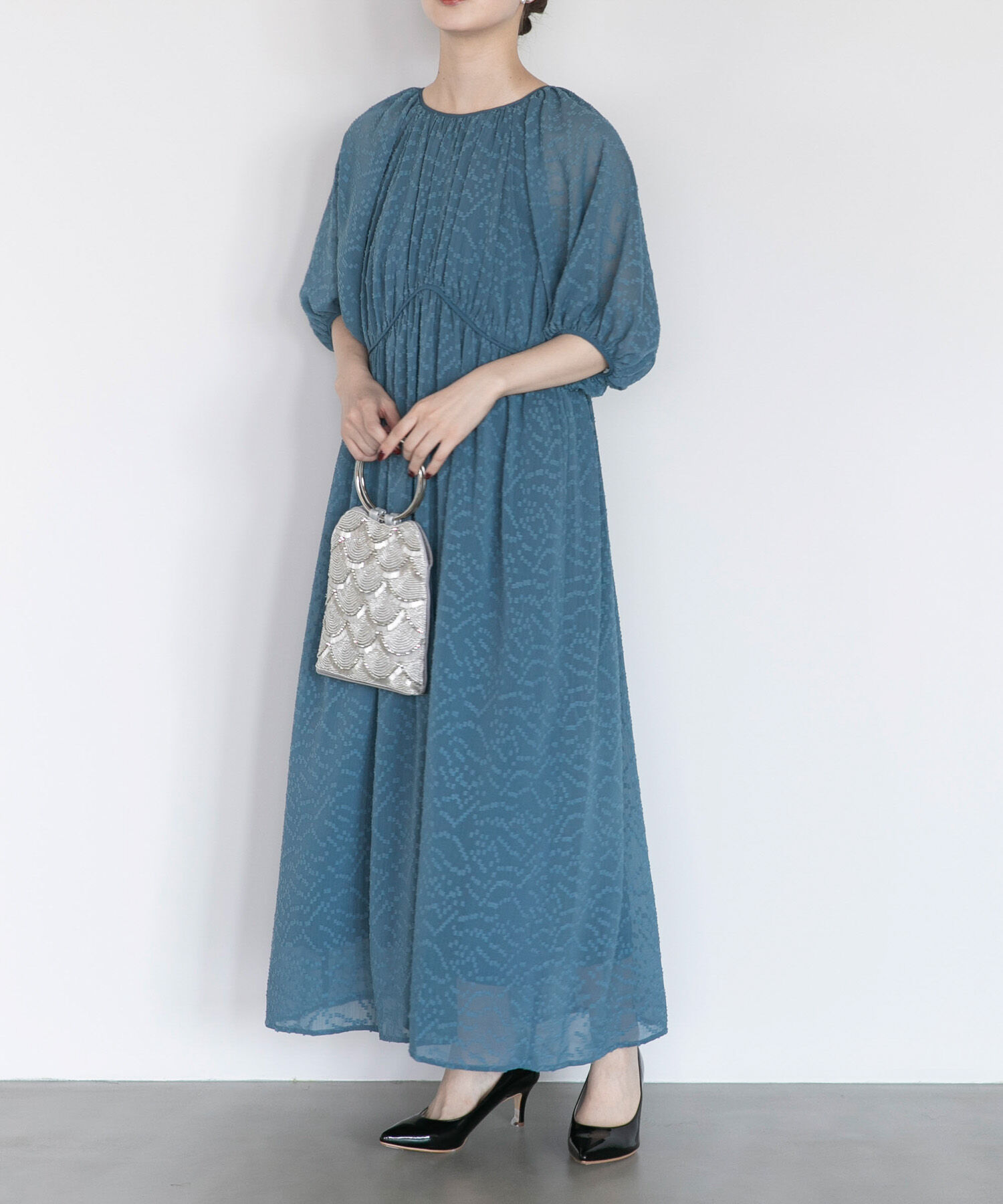 【アーバンリサーチ/URBAN RESEARCH】 ジャガードギャザーパフドレス