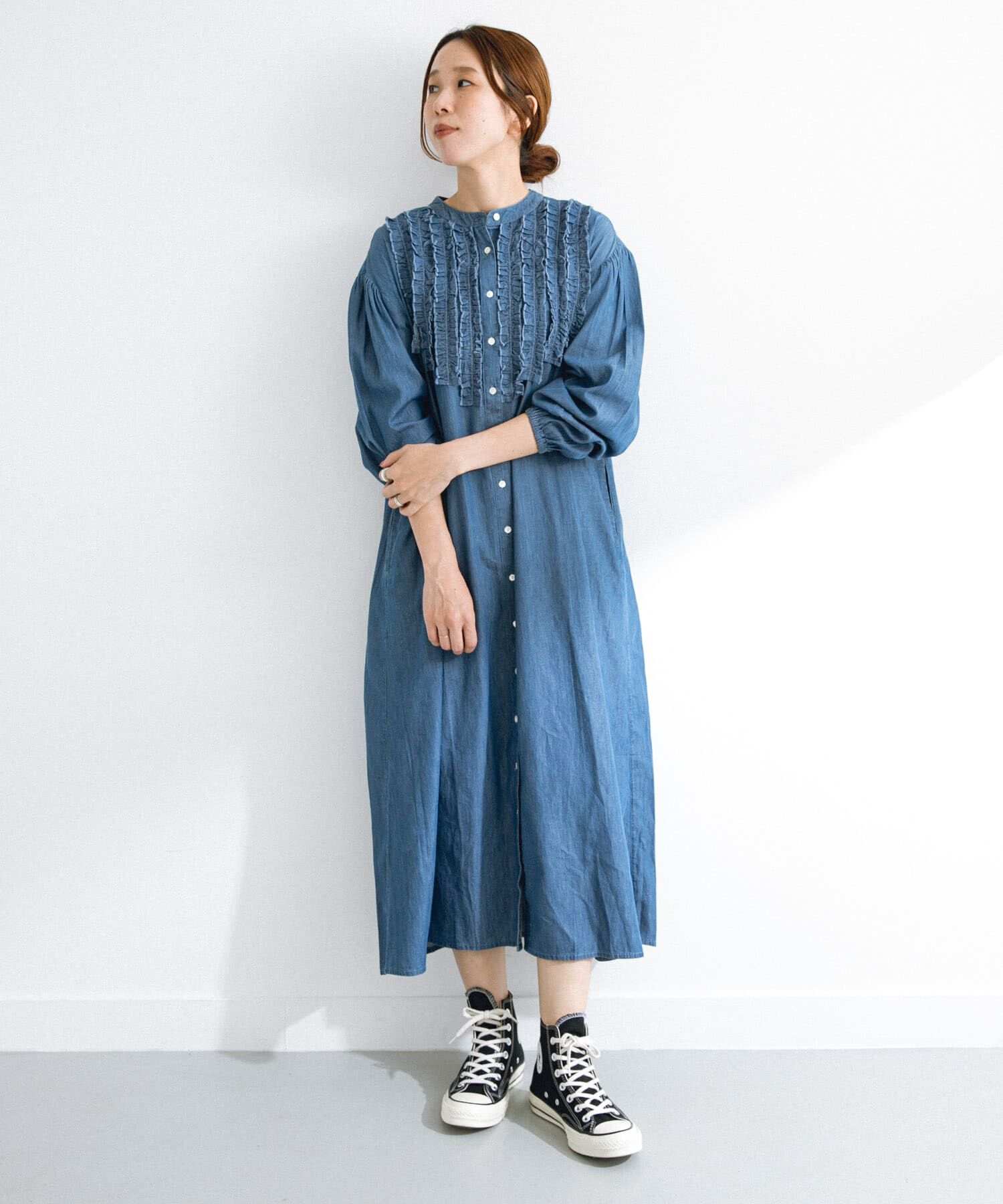 【アーバンリサーチ/URBAN RESEARCH】 デニムフリルヨークワンピース
