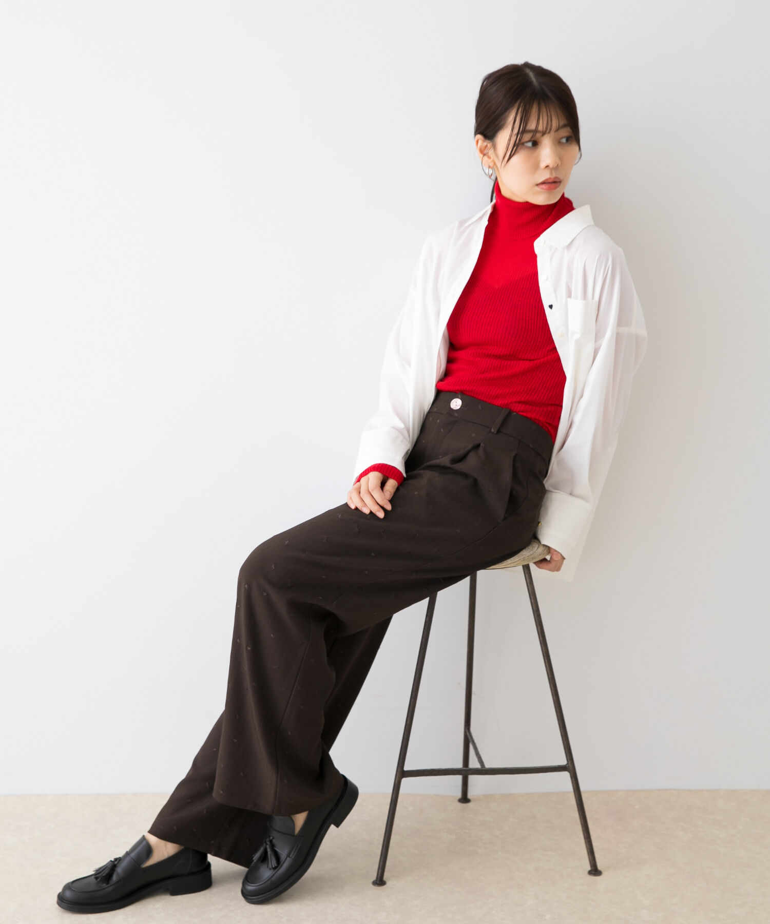 【アーバンリサーチ/URBAN RESEARCH】 F by ROSSO ハート刺繍タックワイドパンツ