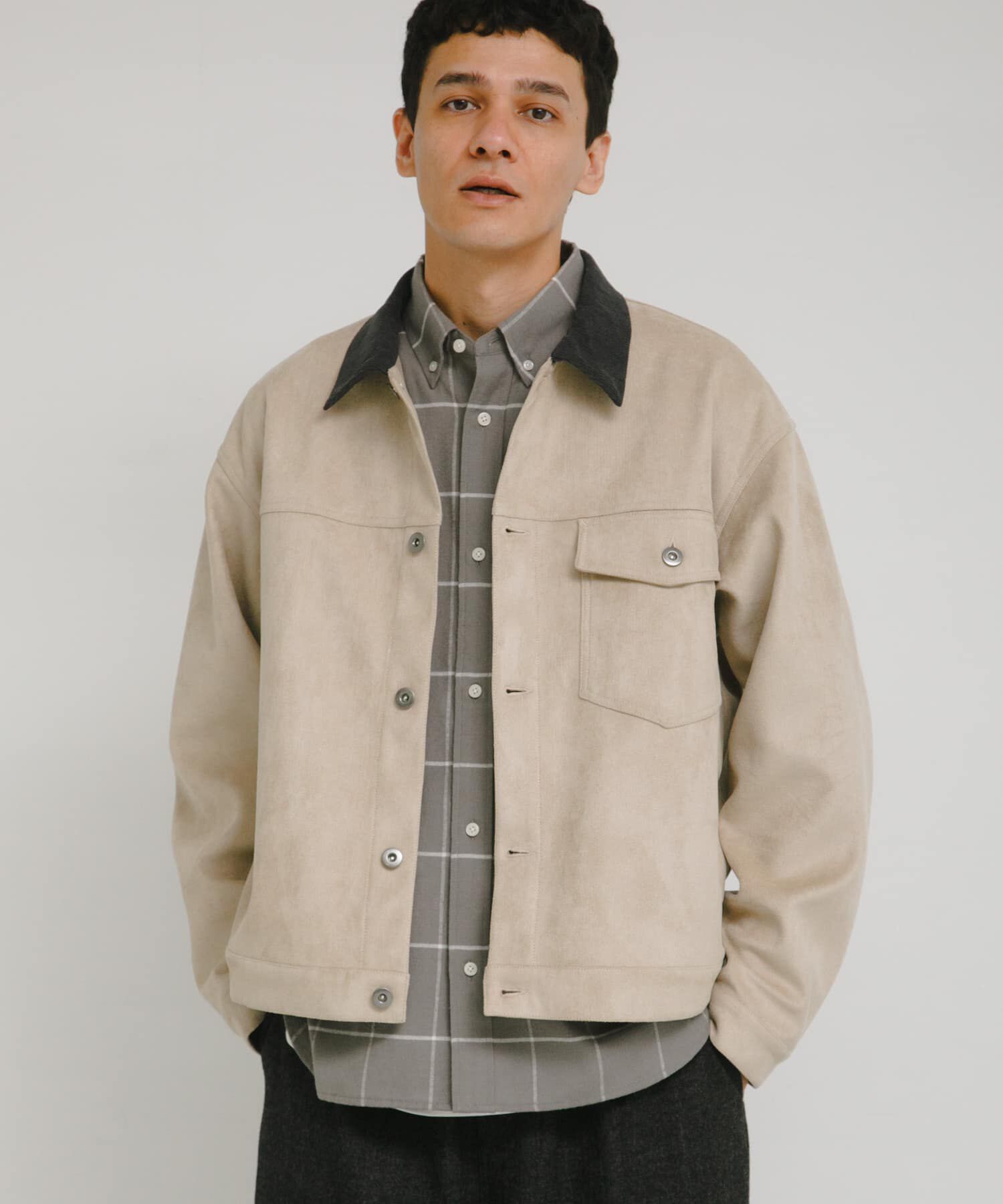 【アーバンリサーチ/URBAN RESEARCH】 襟切替スウェードタッチシャツジャケット