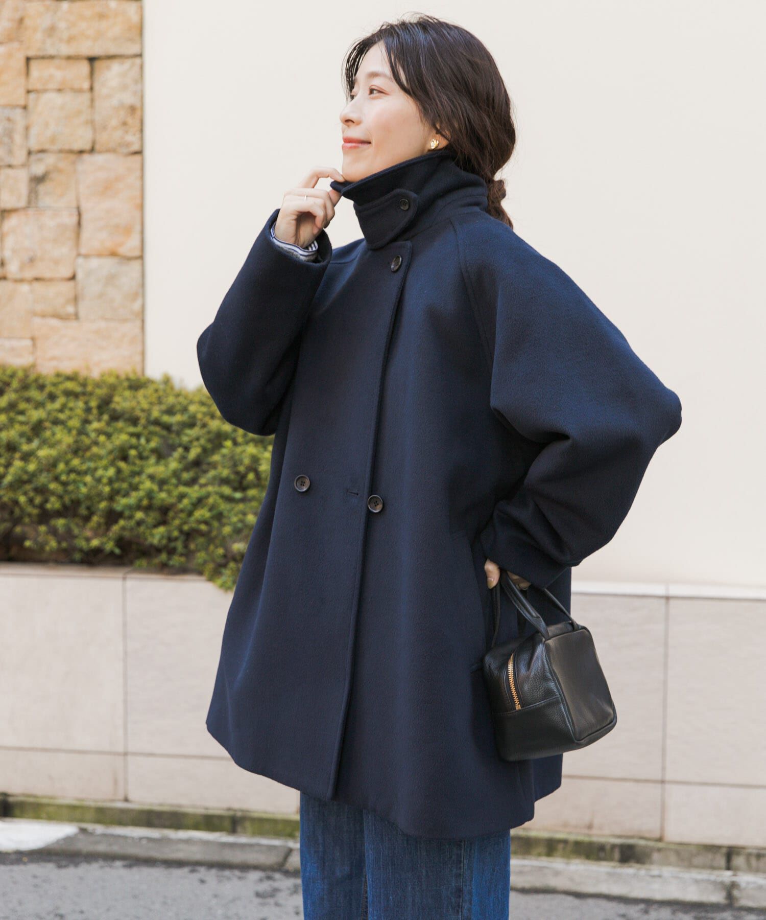 新品タグ付き♡DOORS FORK&SPOONバルカラーミドルコート✽navy FORK&SPOON（フォークアンドスプーン）の「FORK&SPOON バルカラー