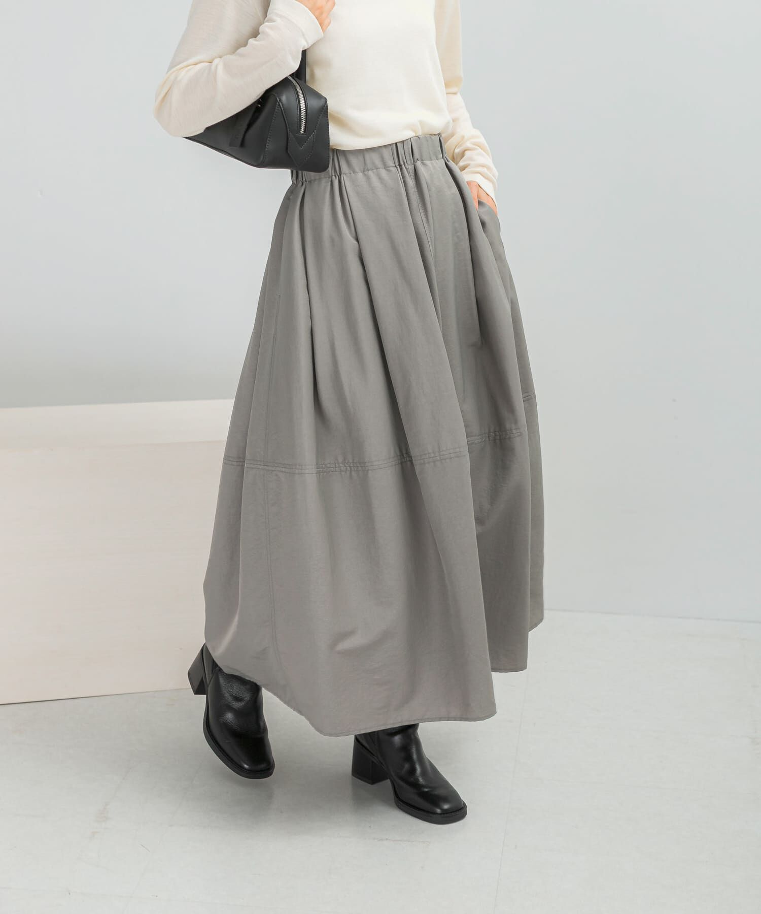 【アーバンリサーチ/URBAN RESEARCH】 ヴィンテージサテンギャザースカート