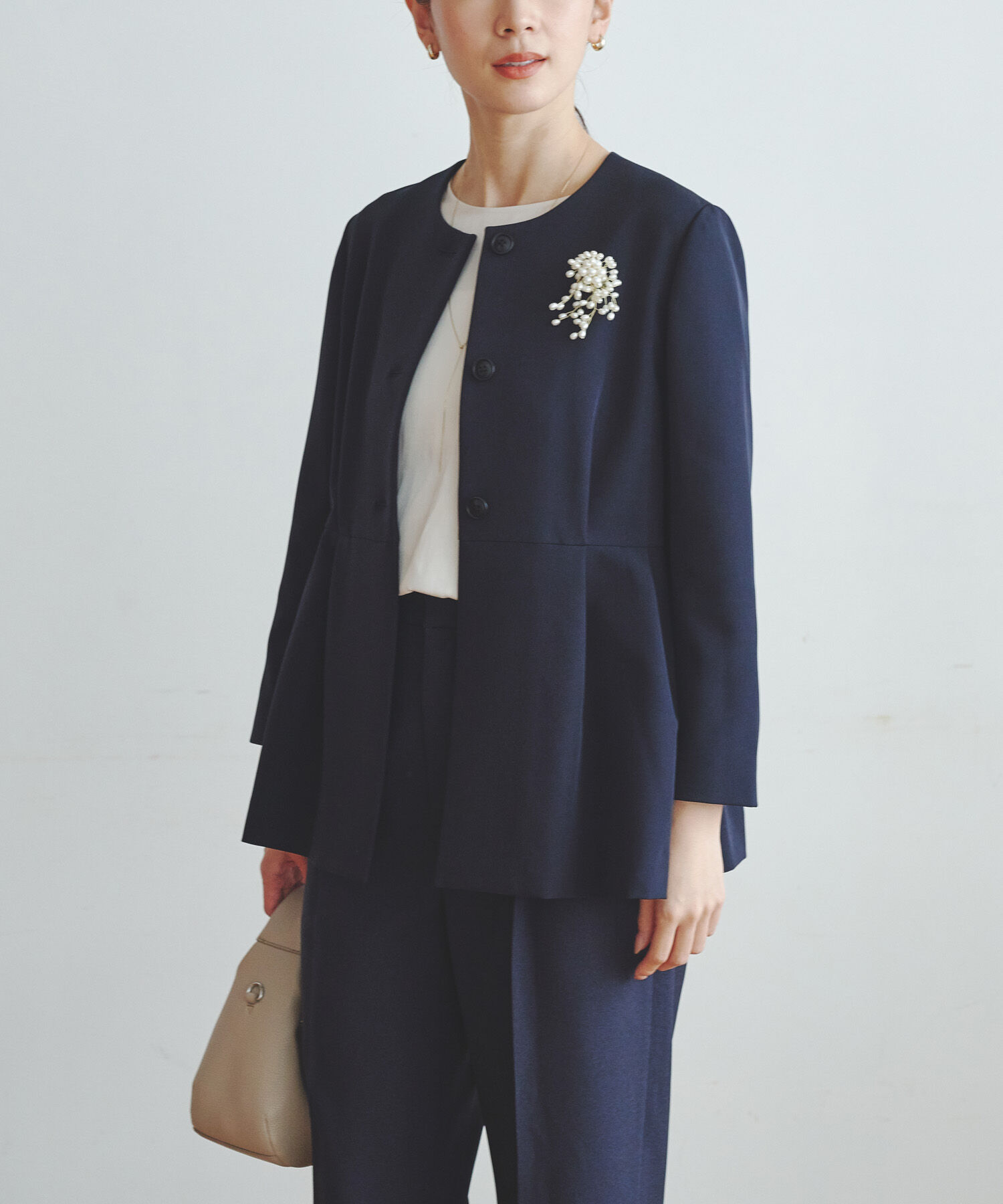 【アーバンリサーチ/URBAN RESEARCH】 ノーカラーペプラムジャケット