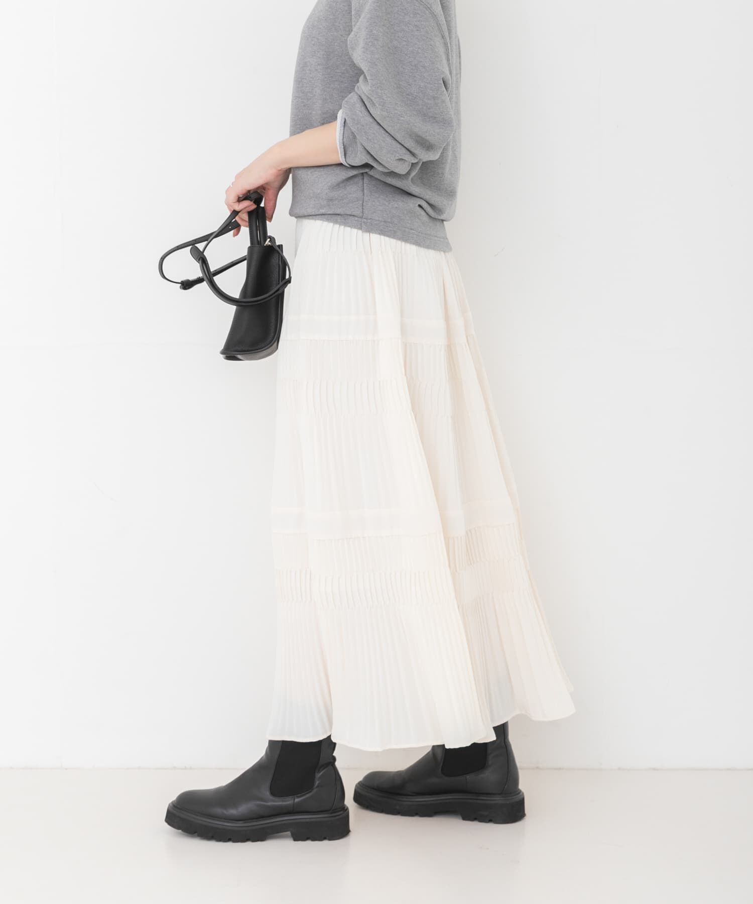 新品 LE GLAZIK | ウォッシュドリネン エラスティックフレアスカート