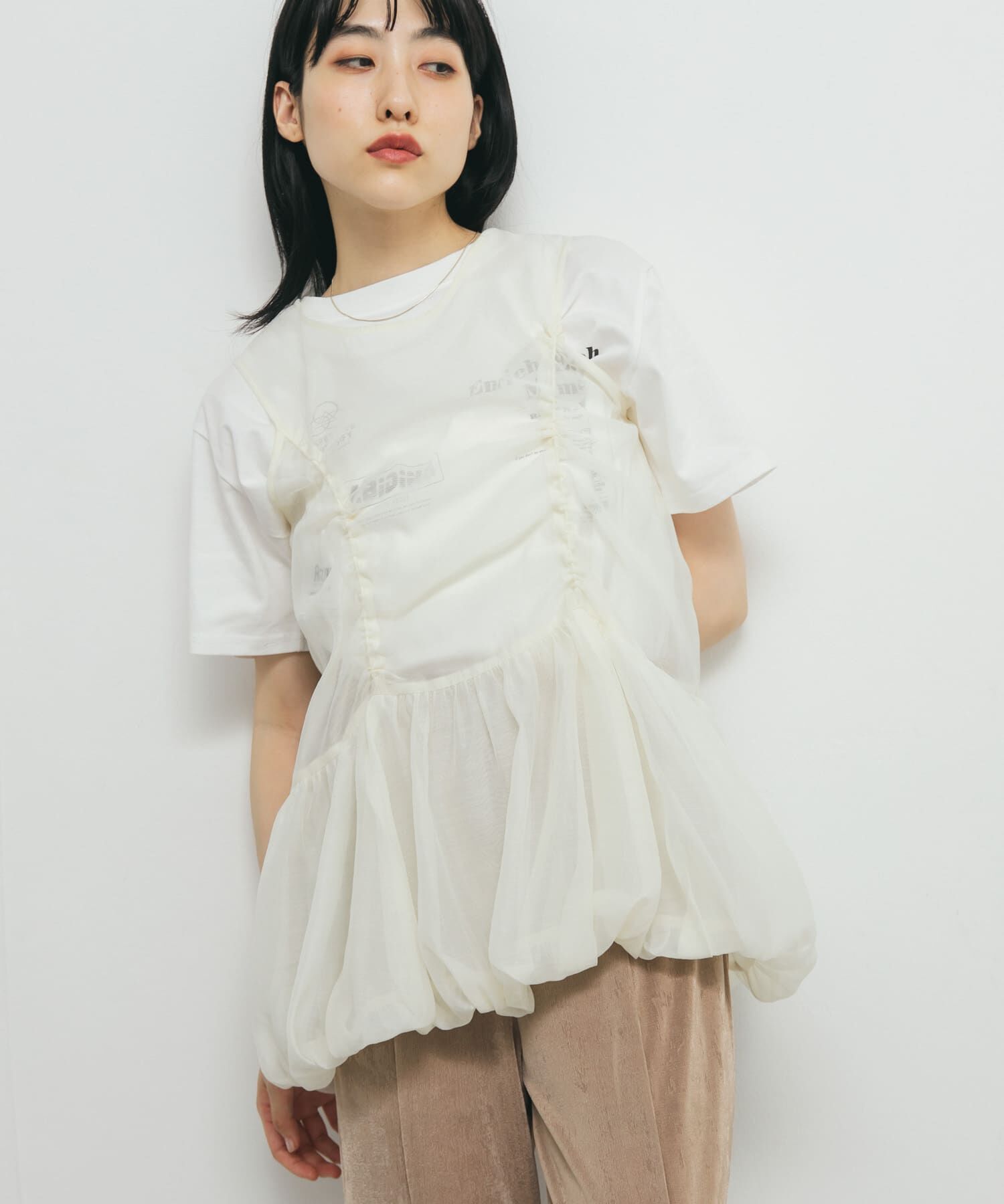 【ケービーエフ/KBF】 ドロストバルーンスリーブレストップス