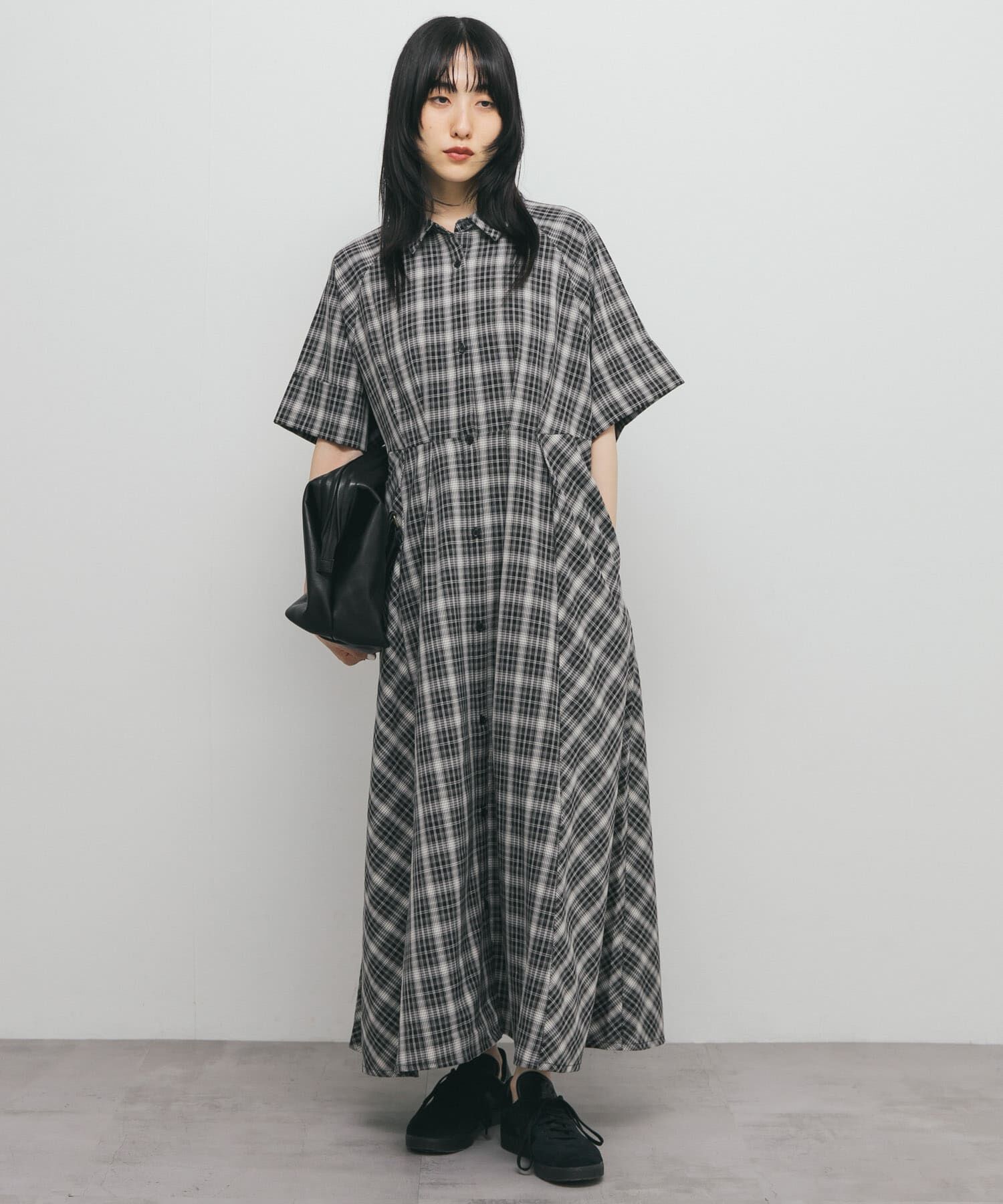 【ケービーエフ/KBF】 チェックWIDEフレアワンピース