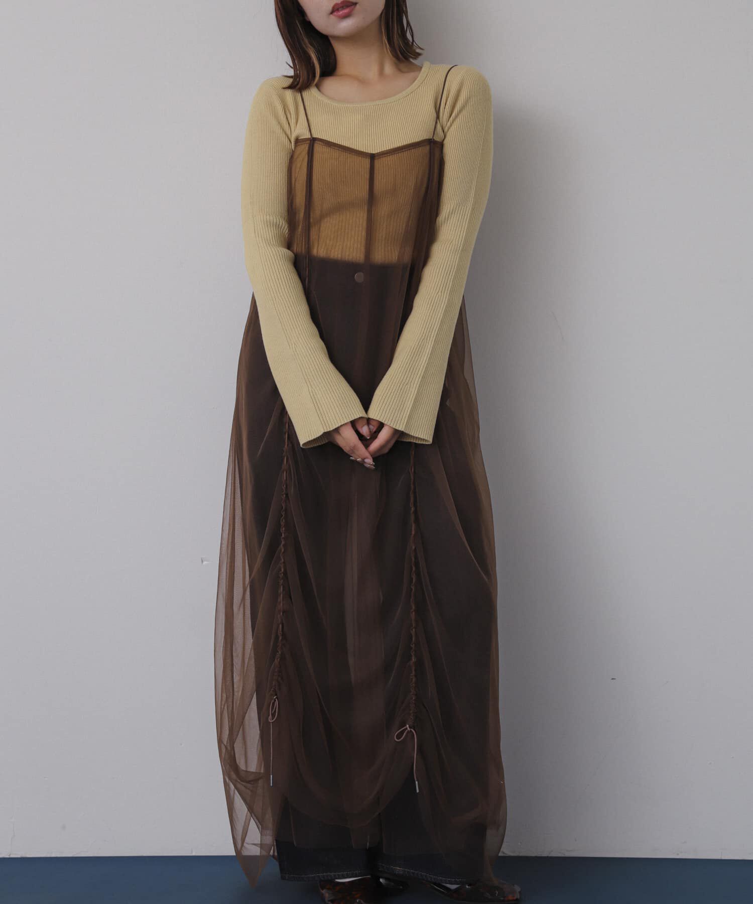 【センスオブプレイス　バイ　アーバンリサーチ/SENSE OF PLACE by URBAN RESEARCH】 チュールレイヤードキャミワンピース