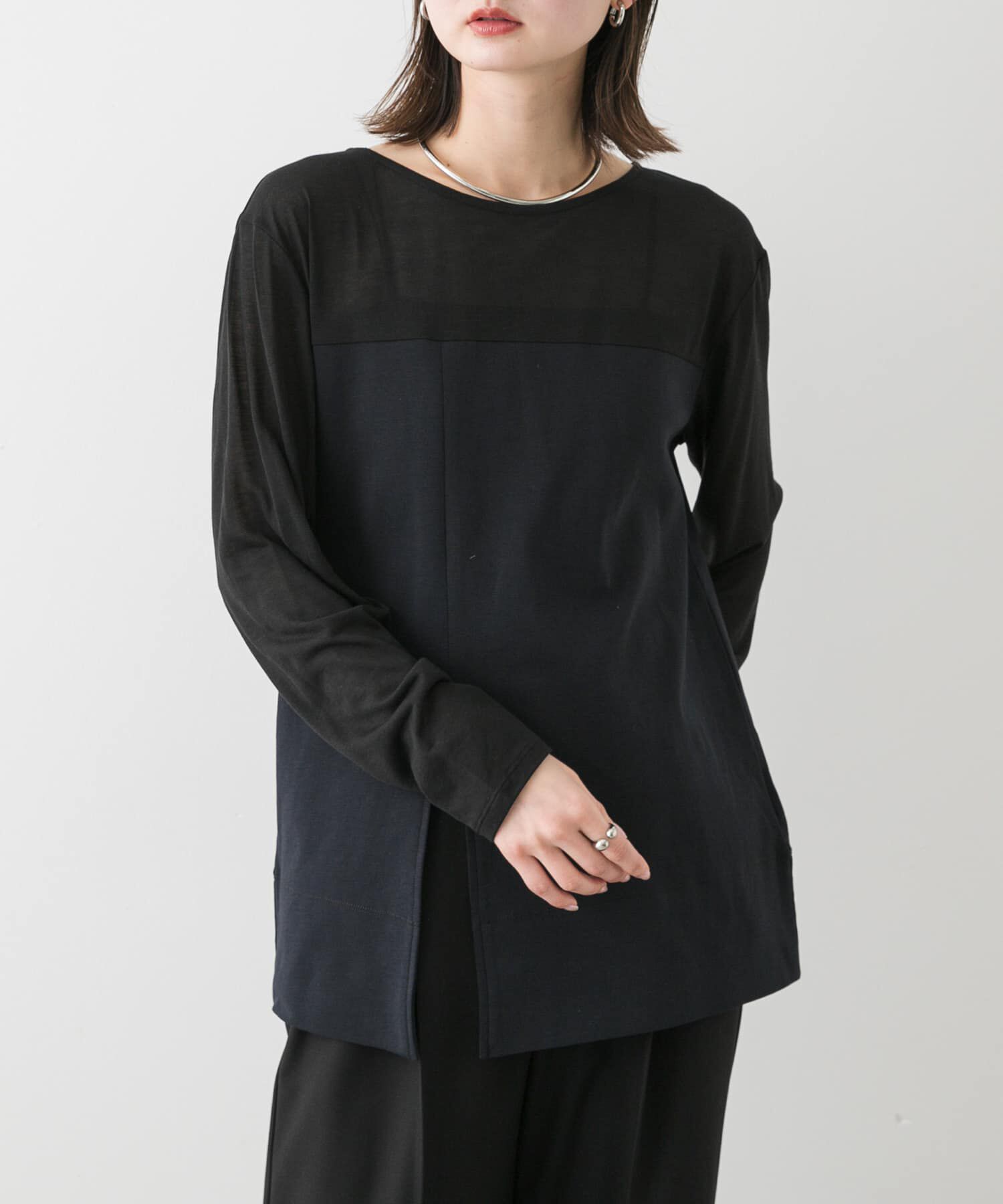 ファッションメンズのイチオシ|【センスオブプレイス　バイ　アーバンリサーチ/SENSE OF PLACE by URBAN RESEARCH】 クルーネックドッキングスリットトップ