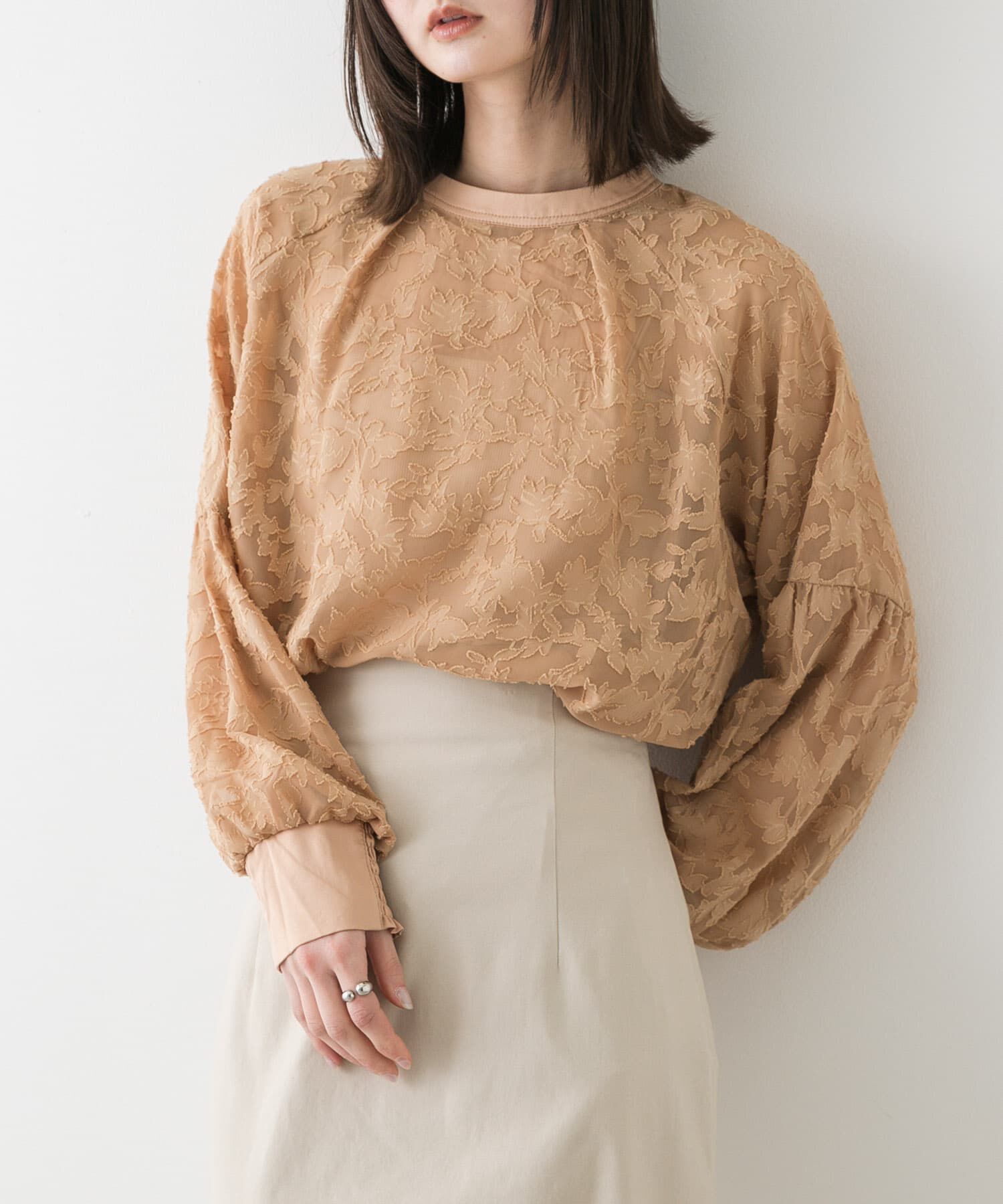 【センスオブプレイス　バイ　アーバンリサーチ/SENSE OF PLACE by URBAN RESEARCH】 ボリュームスリーブジャガードブラウス