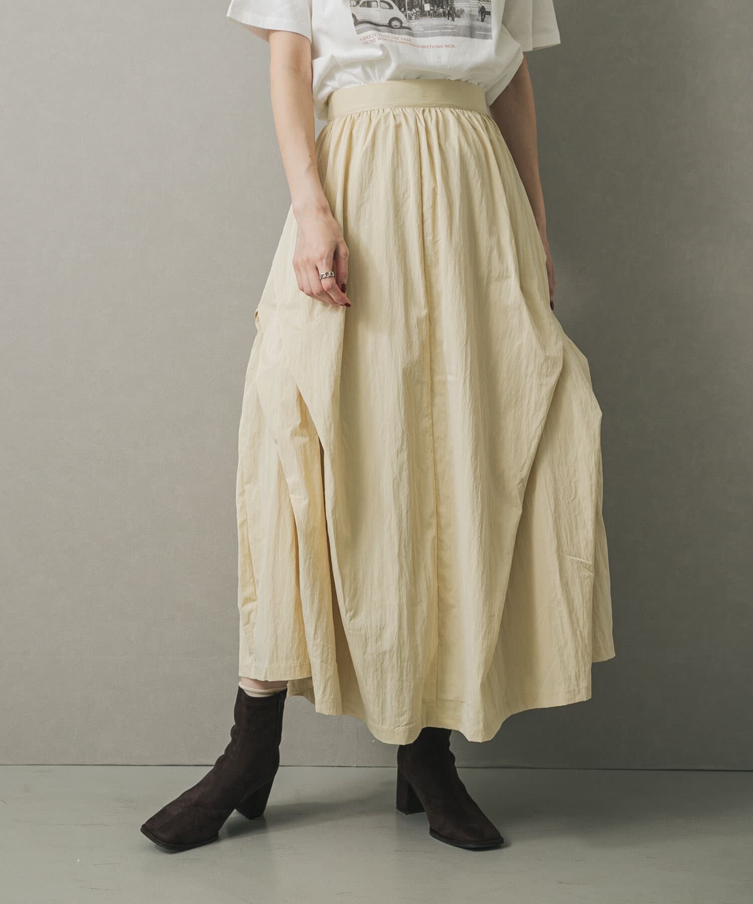 【センスオブプレイス　バイ　アーバンリサーチ/SENSE OF PLACE by URBAN RESEARCH】 サイドタックギャザースカート