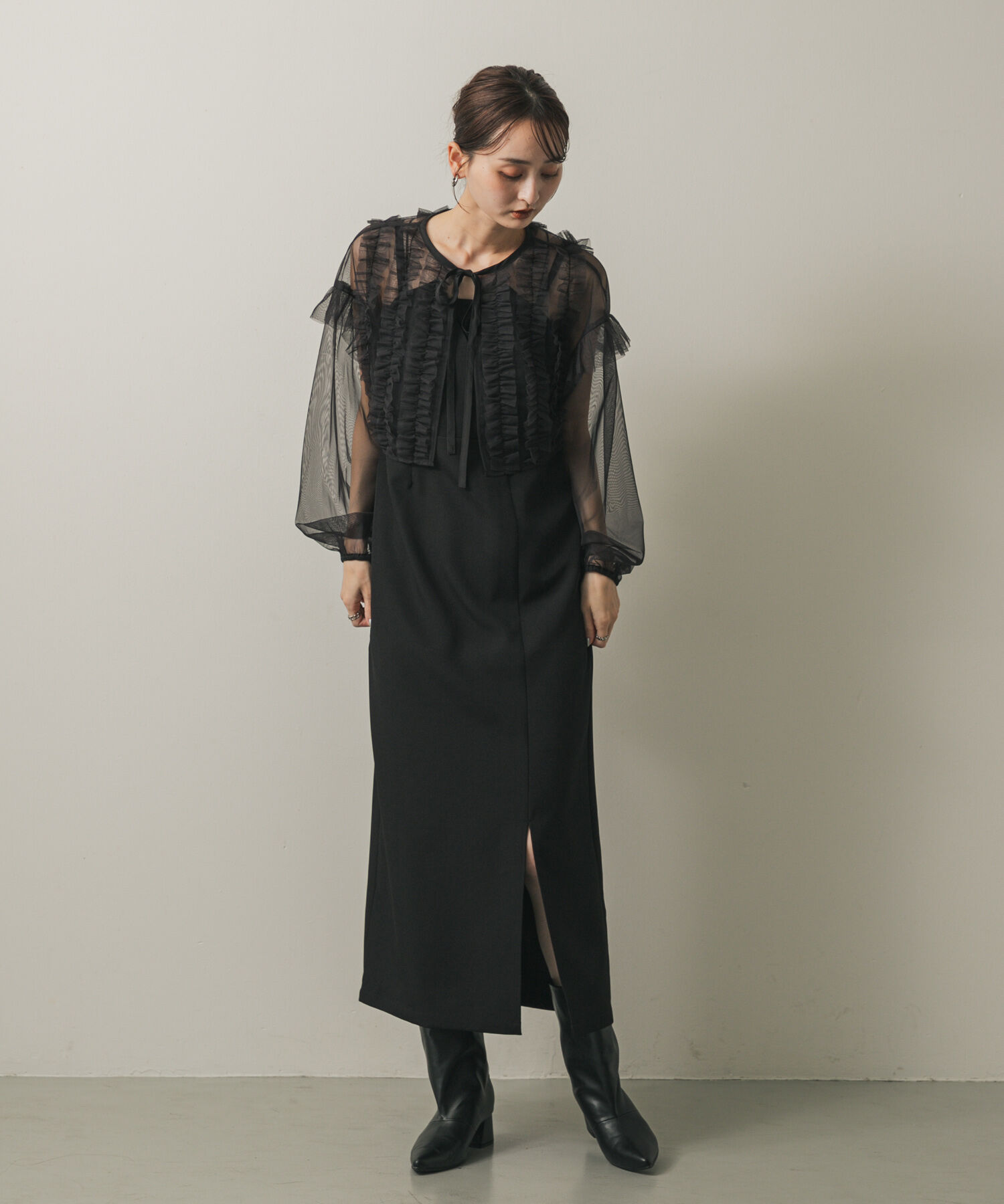 【センスオブプレイス　バイ　アーバンリサーチ/SENSE OF PLACE by URBAN RESEARCH】 2Pチュールボレロセットキャミワンピース